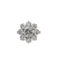 White Gold Flower Halo Lab Grown Diamond Engagement Ring (14K)