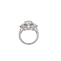 White Gold Flower Halo Lab Grown Diamond Engagement Ring (14K)