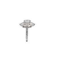 White Gold Flower Halo Lab Grown Diamond Engagement Ring (14K)