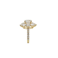 Yellow Gold Flower Halo Lab Grown Diamond Engagement Ring (14K)