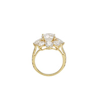 Yellow Gold Flower Halo Lab Grown Diamond Engagement Ring (14K)