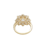 Yellow Gold Flower Halo Lab Grown Diamond Engagement Ring (14K)