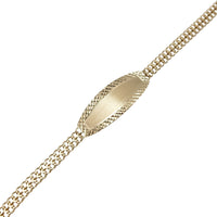 Diamond Cut ID Bar Double Chain Link Gold Bracelet (14K)