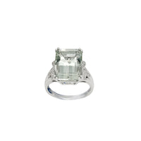 Emerald Cut Green Quartz Diamond Fancy Ring (18K)