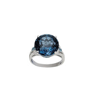 Solitaire Blue Topaz Fancy Ring (18K)
