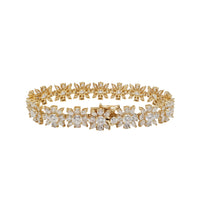 Yellow Gold Flower Lab Grown Diamond Fancy Bracelet (14K)