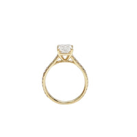 Yellow Gold Emerald Cut Lab Grown Diamond Half Eternity Engagement Ring (14K)