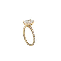 Yellow Gold Emerald Cut Lab Grown Diamond Half Eternity Engagement Ring (14K)