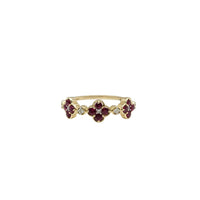 Diamond Ruby Triple Flower Ring (14K)