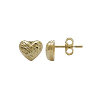 Textured Diamond-Cut Heart Stud Earrings (14K)