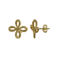 Ribbon Cross Stud Earrings (14K)