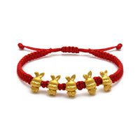 Rabbit Quintuplet Chinese Zodiac Red String Bracelet (24K) Popular Jewelry - New York