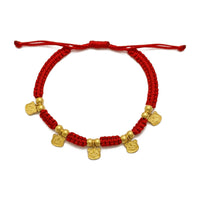 Петострука наруквица са црвеним жицама кинеског зодијака са емоџијима са лицем тигра (24К) Popular Jewelry - Њу Јорк