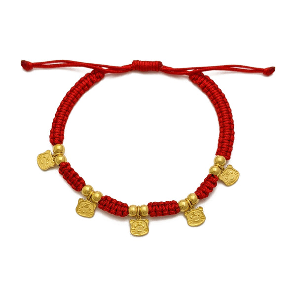 Tiger Face Emoji Quintuplet Chinese Zodiac Red String Bracelet (24K) Popular Jewelry - New York