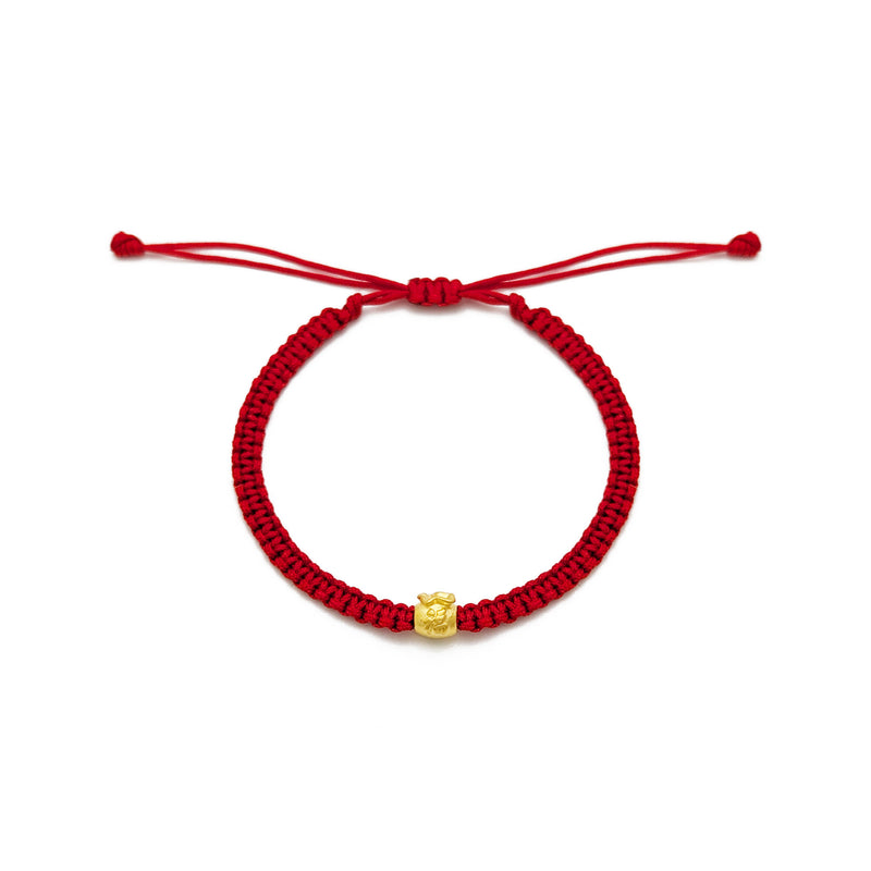 Good Fortune Money Bag Red String Bracelet (24K)