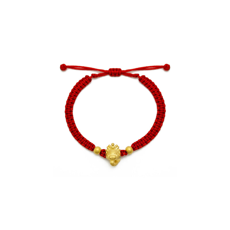 Little Royal Dragon Chinese Zodiac Red String Bracelet (24K)