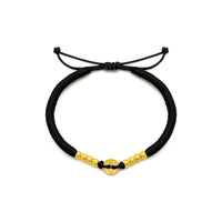 Lucky Shunzi Cash Coin Black String Bracelet (24K)