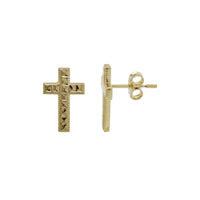 Diamond-cut Cross Stud Earrings (14K)