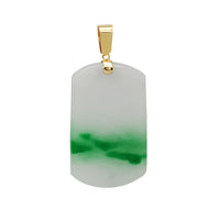 Green Jade Dogtag Pendant (14K)