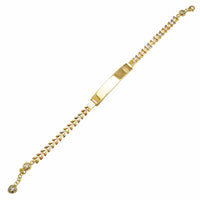Tricolor Leaf Design Link ID Bracelet (14K).