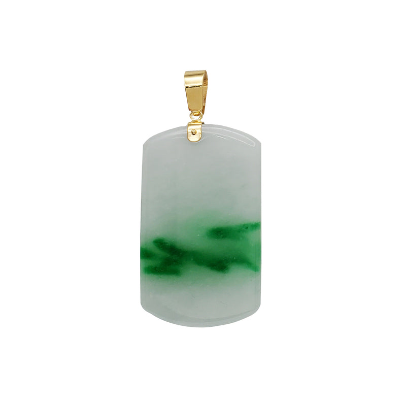 Green Jade Dogtag Pendant (14K)