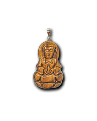 [觀音] Tiger Eye God Kwan Yin Jade Pendant (14K)