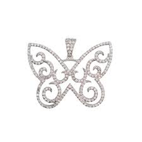 Cubic Zirconia Butterfly  Pendant (silver )