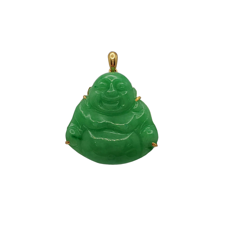 Green Jade Buddha Pendant (18K)