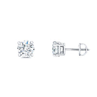 [4.2 mm] Round Diamond Solitaire Screw Back Stud Earrings (14K)