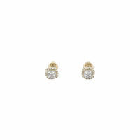 Diamond Round Square Halo Stud Earrings (14K)