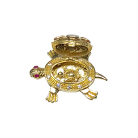 Baby Turtle CZ Tri-Color Locket Pendant (14K)
