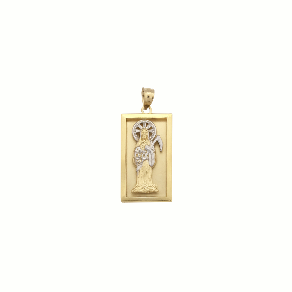 Collana Santa Muerte In Argento 925 Placcato Oro – Catenina Taglio 5mm Con Ciondolo Grim Reaper