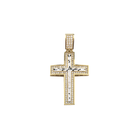 Cross CZ Two-Tone Pendant (14K)