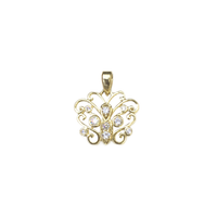 Vine Design Butterfly CZ Pendant (14K)
