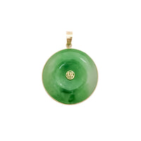 Green Jade Disc 'Fortune & Happiness' Pendant (14K)
