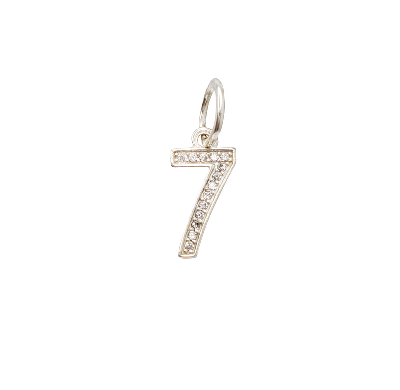 Sparkling Number 7 Charm Pendant (Sterling Silver)
