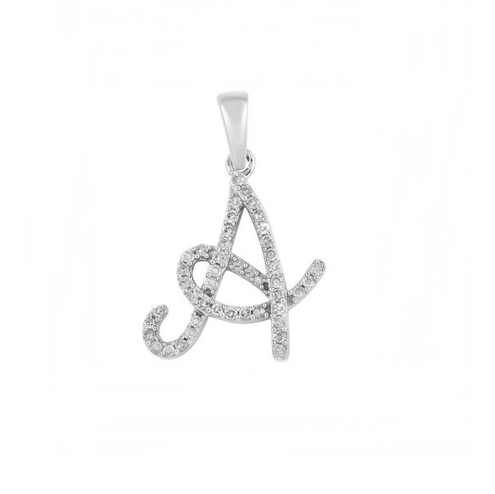 [0.7 inch] Diamond Initial Letter Pendant (14K)
