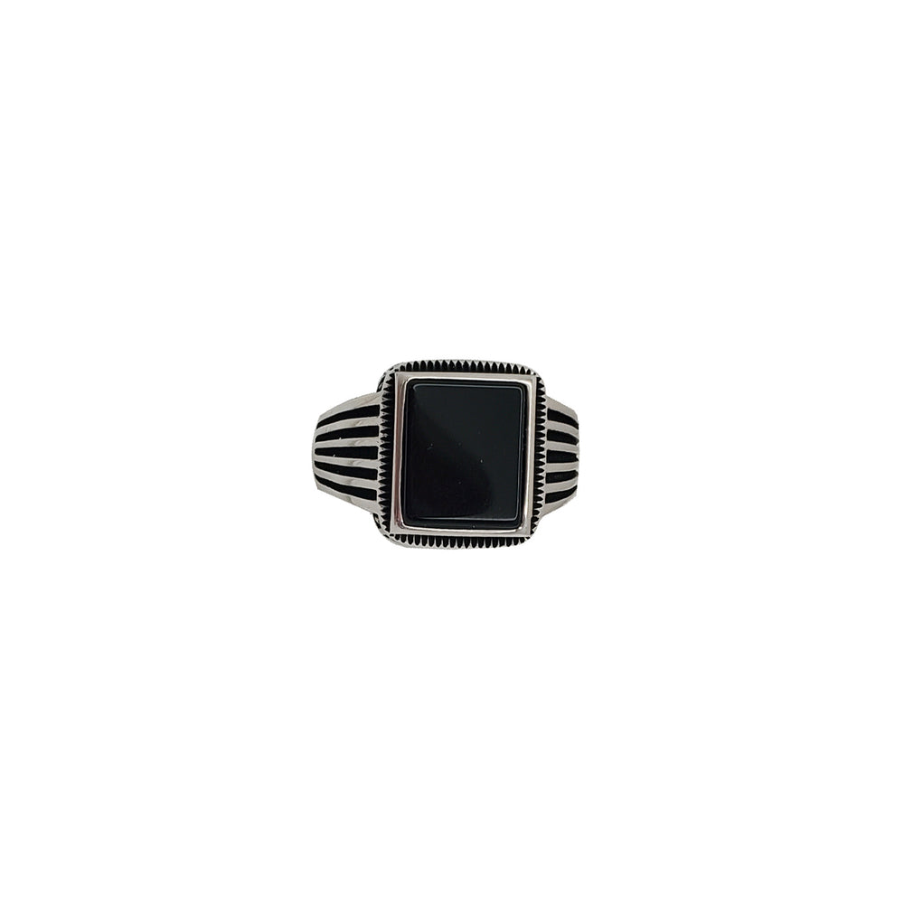 Rectangular Black Onyx Ring (Silver)