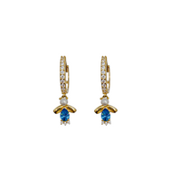 Girl shaped CZ dangling Earring (14K)