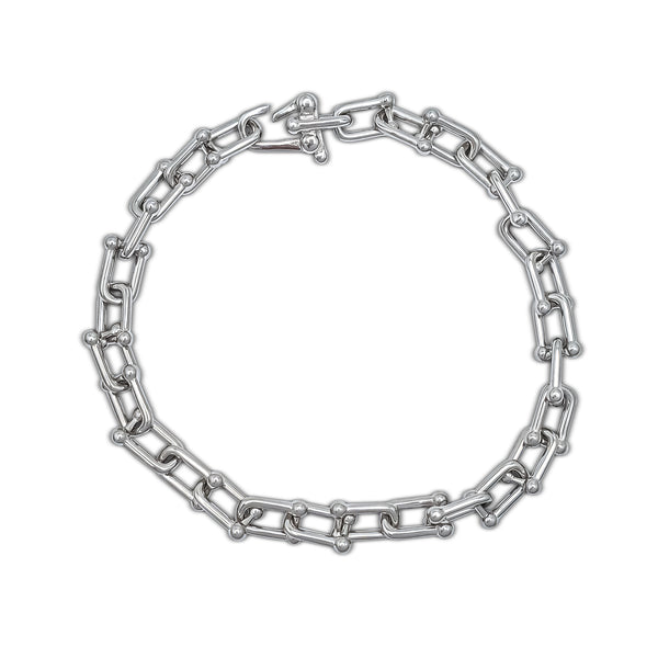 Solid Beaded Paperclip Bracelet (Silver)