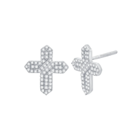 Diamond Cross Stud Earrings (14K)