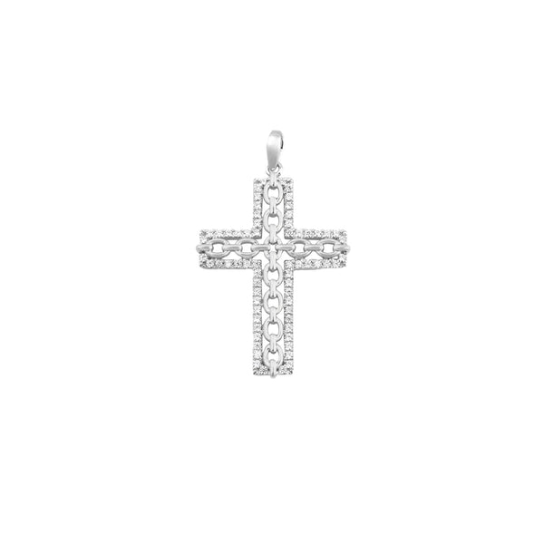 Diamond Chain Link Style Cross Pendant (14K)