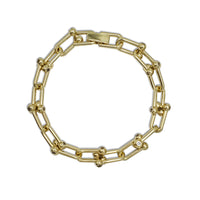 Büroklammer-Armband mit massiven Zirkonia-Perlen (Silber)