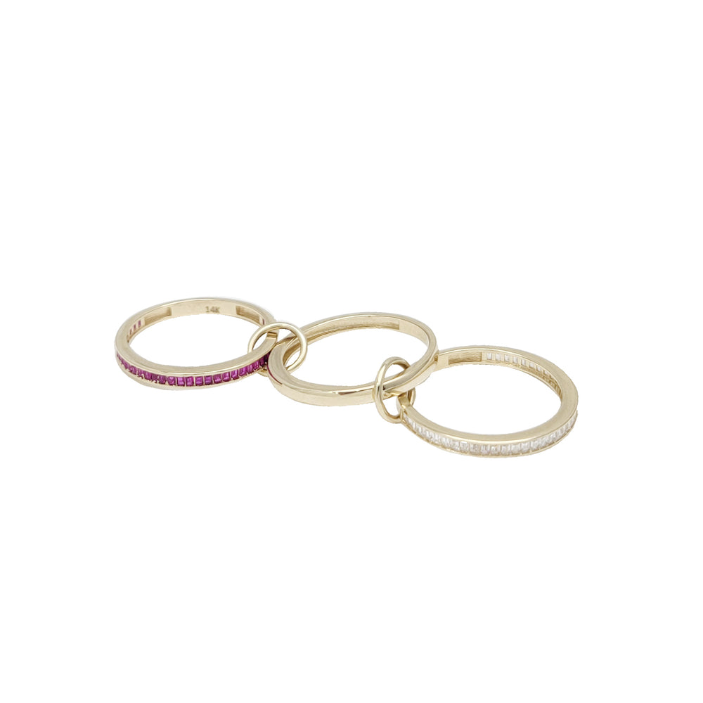 Zirconia Connected 3-Piece Stack Ring (14K)