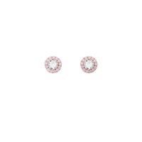 Cluster Around Round CZ Stud Earrings (14K)