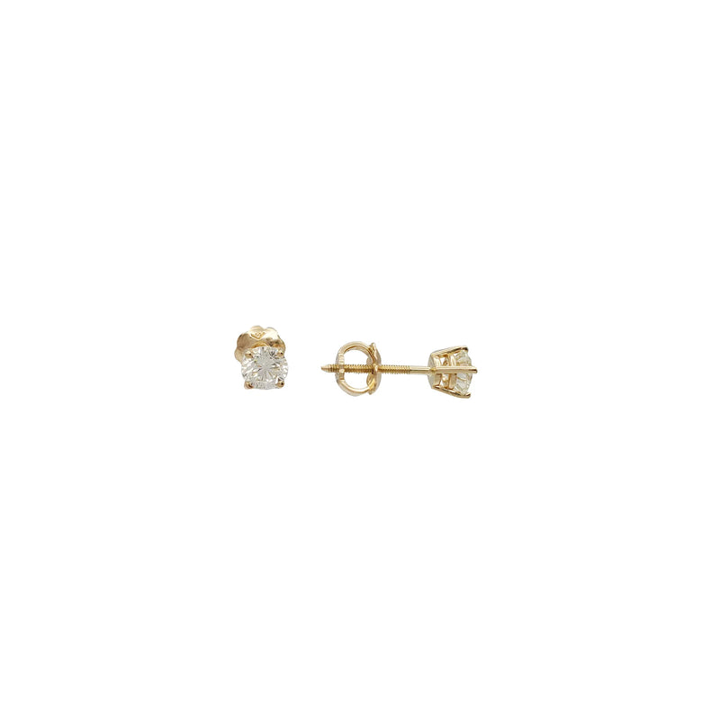 【1.1 cts】Single Diamond Stud Earrings (14K)