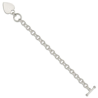 Heart Tag Toggle Bracelet (Silver)