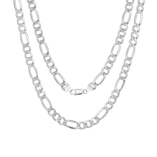 Diamond Cut Figaro Chain (Silver)