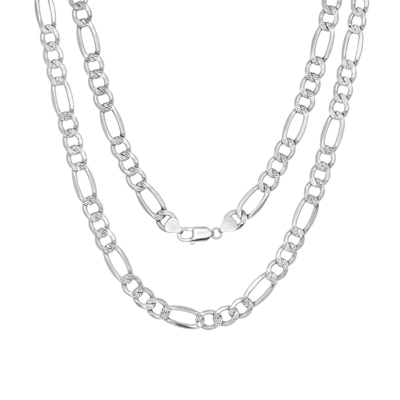 Diamond Cut Figaro Chain (Silver)