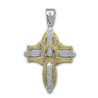 Diamond Two-Tone Interlocked Cross Pendant (14K)